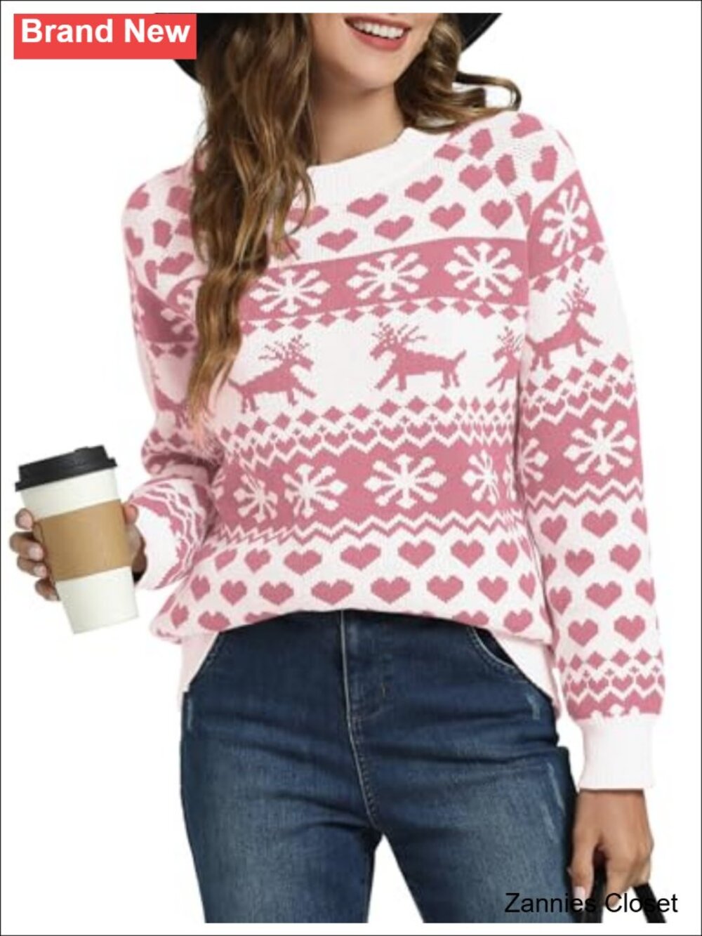 ✨Kocowoo Ugly Christmas Sweater Snowflake Reindeer Crew Neck Knit Pullover